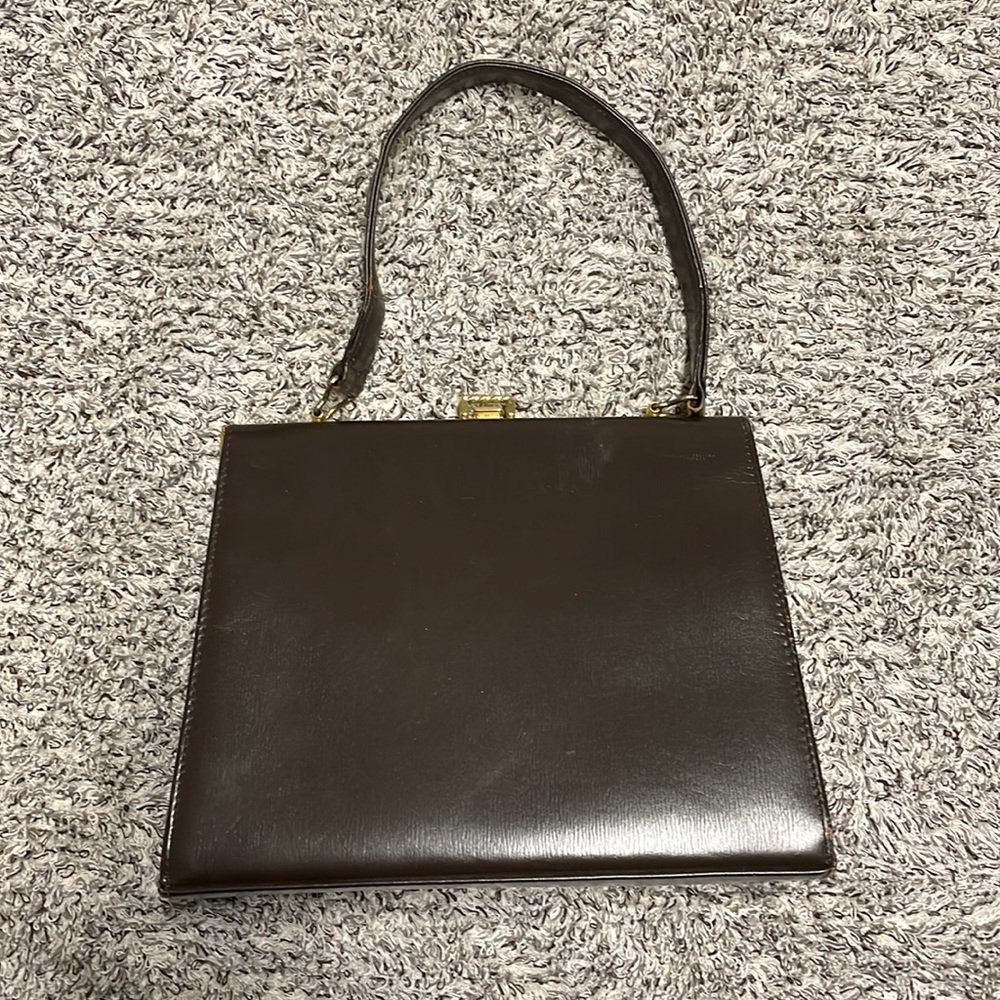 VINTAGE Redleaf John Wanamaker leather clutch Brown and Gold Purse